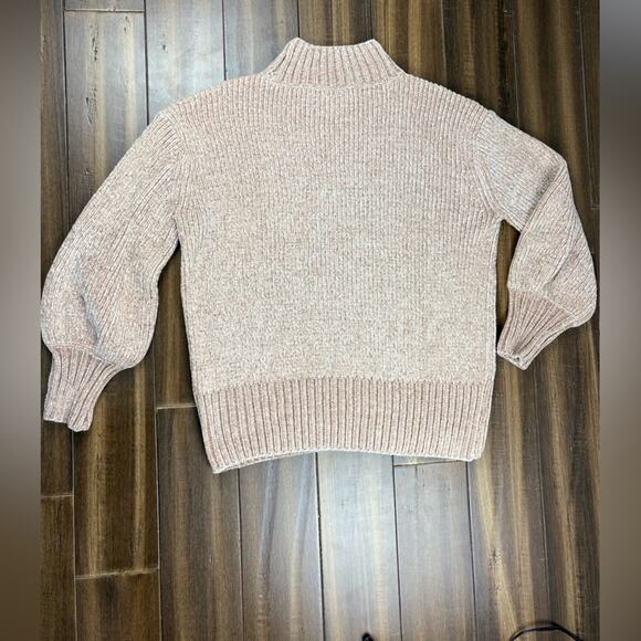 NWOT Size M Cynthia Rowley Chenille Knit Turtleneck Beige Tan Cream Sweater - Picture 6 of 13